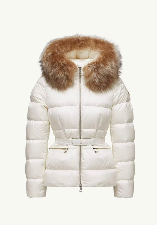GUBBINO MONCLER DONNA BIANCO CON PELLICCIA BEIGE