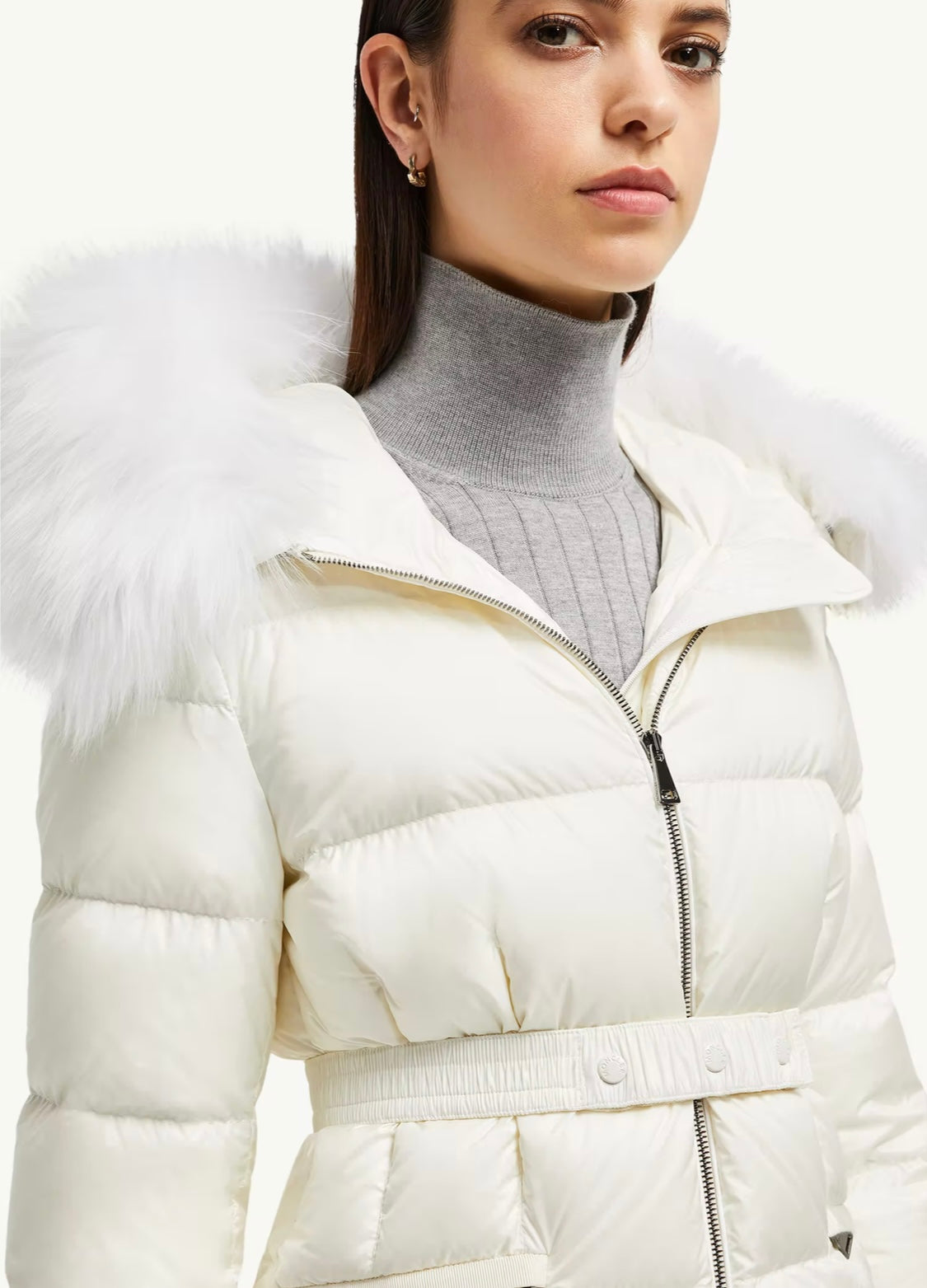 GUBBINO MONCLER DONNA BIANCO CON PELLICCIA BIANCA